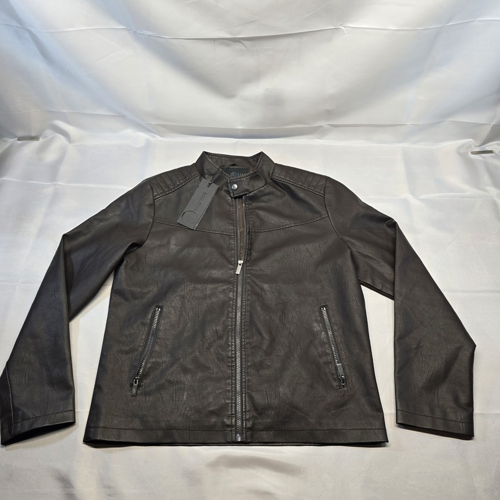 Soul Star England Faux Leather‎ Jacket Men Size Large Brown